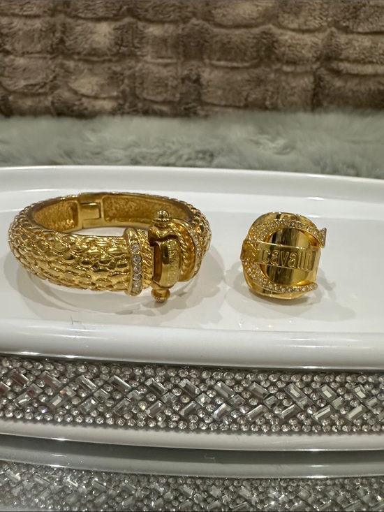 Roberto Cavalli Jewelry - ROBERTO CAVALLI Gold-Tone Crystal Accent Bracelet and Ring Set